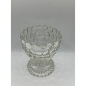 Vintage Avon Clear Bubble Glass Footed Candy Dish Dip Bowl 4" Compote Sundae